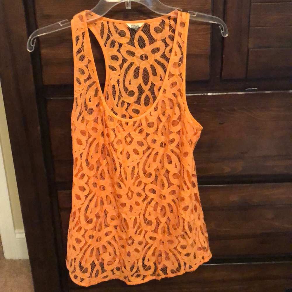 Fossil lace tank top